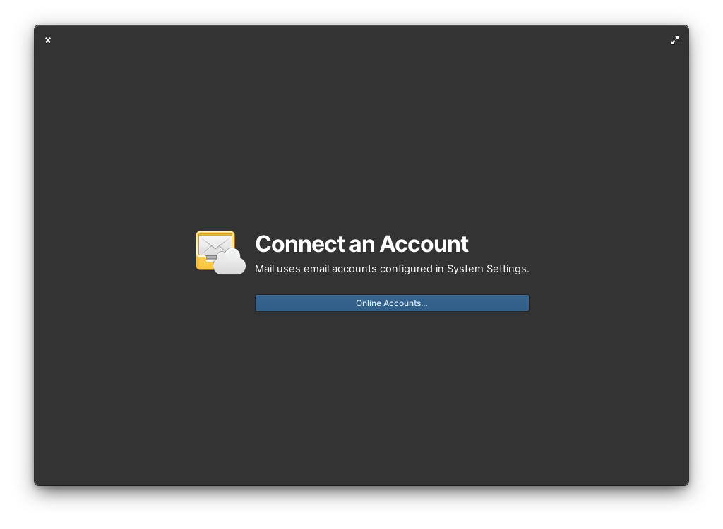 Картинка с Mail App, начальный экран с приветствием